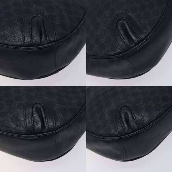 CELINE Macadam Canvas Shoulder Bag Leather Navy Gold - Picture 10 of 12